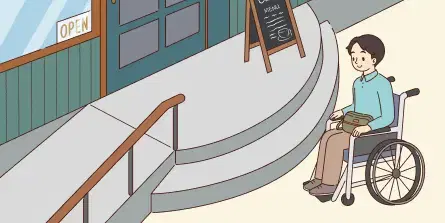 スロープがあり店に入れる様子